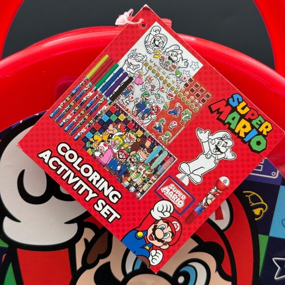 Super Mario Coloring Activity Set With Red Plastic Carry Case Nintendo - Picture 4 of 5